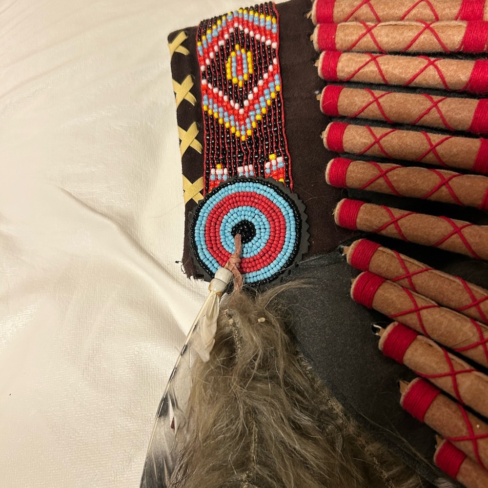 Beaded Native American Style Headdress Art Halloween Costume Events or Display